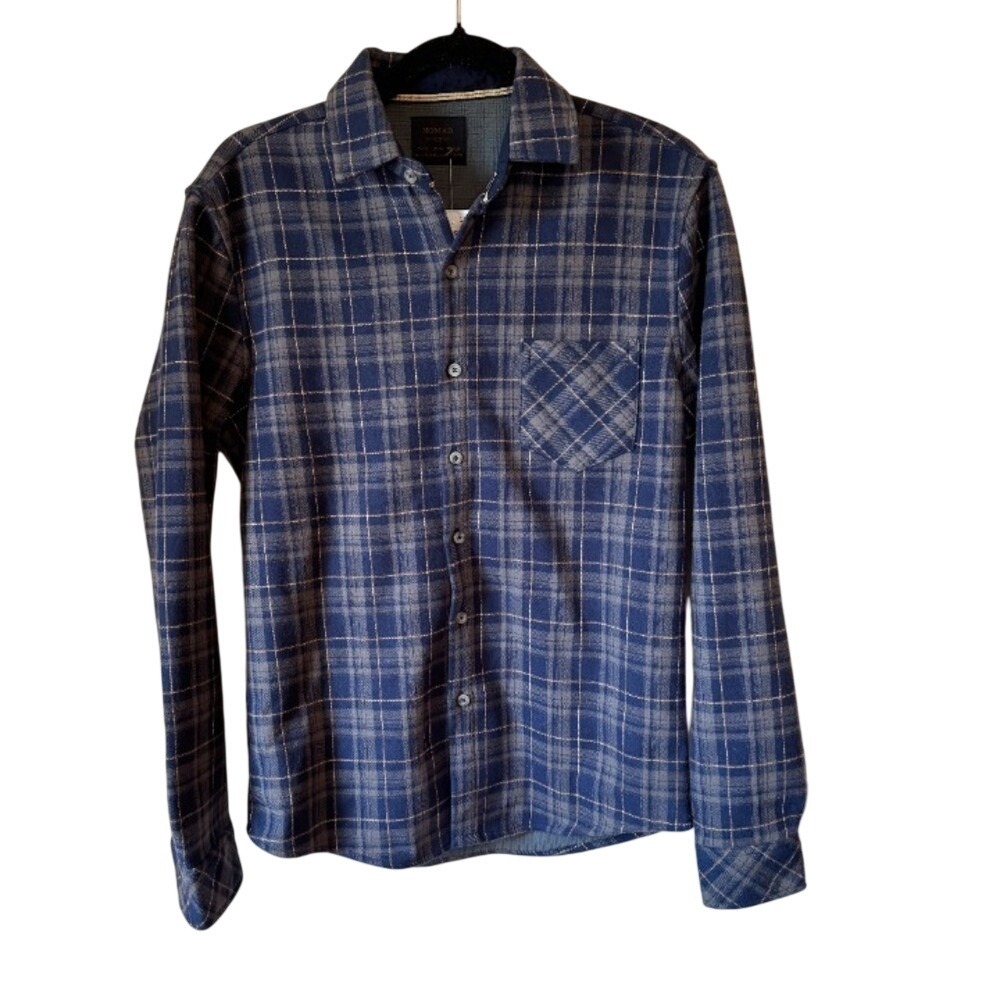Nomad by Craft + Flow Mens Blue Plaid Thermal Lined Flannel Shirt Small NWT